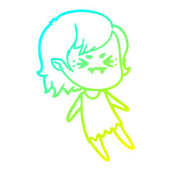 cold gradient line drawing annoyed cartoon vampire girl