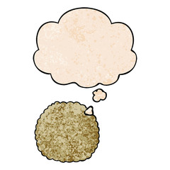 cartoon biscuit and thought bubble in grunge texture pattern style