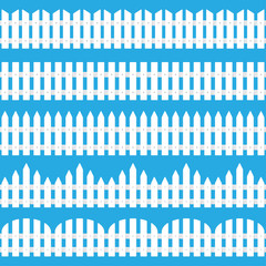 Set of garden fences isolated on blue background