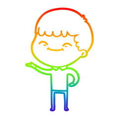 rainbow gradient line drawing cartoon happy boy