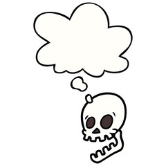 laughing skull cartoon and thought bubble