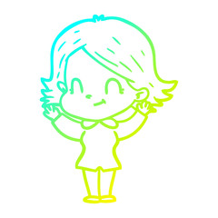 cold gradient line drawing cartoon friendly girl