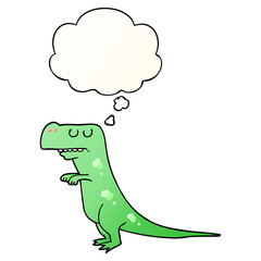 Naklejka premium cartoon dinosaur and thought bubble in smooth gradient style