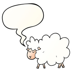 cartoon sheep and speech bubble in smooth gradient style