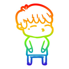 rainbow gradient line drawing cartoon curious boy