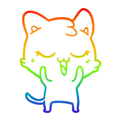 rainbow gradient line drawing cartoon cat