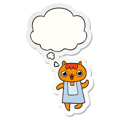 cartoon cat and thought bubble as a printed sticker