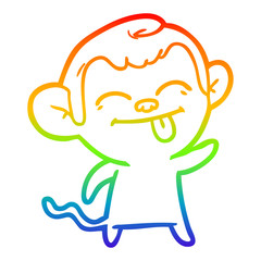 Obraz premium rainbow gradient line drawing funny cartoon monkey