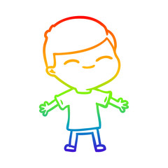 rainbow gradient line drawing cartoon smiling boy