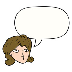 cartoon woman and speech bubble