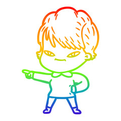 rainbow gradient line drawing cartoon happy woman
