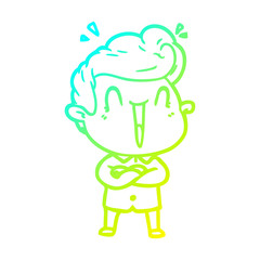 cold gradient line drawing cartoon excited man