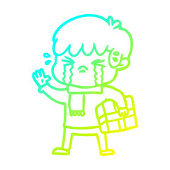 cold gradient line drawing crying boy cartoon