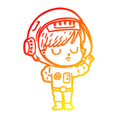 warm gradient line drawing cartoon astronaut woman