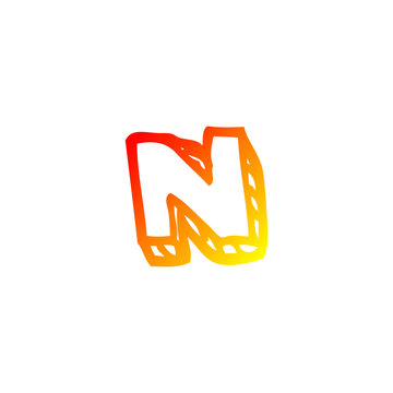 recommend clip art: warm gradient line drawing cartoon letter n