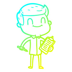 cold gradient line drawing cartoon friendly man