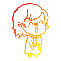 warm gradient line drawing cute cartoon happy vampire girl
