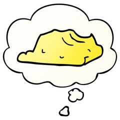 cartoon butter and thought bubble in smooth gradient style