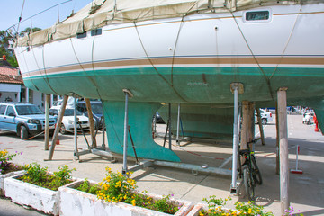 Yachts and ships in the port of Kemer, Sunny day,beautiful sea, Antalya, Turkey.