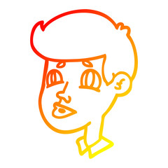 warm gradient line drawing cartoon boy face