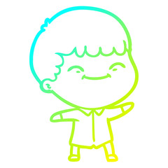 cold gradient line drawing cartoon happy boy