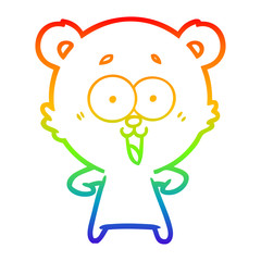 rainbow gradient line drawing laughing teddy  bear cartoon