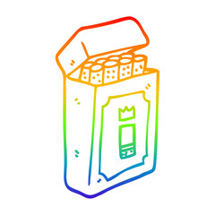 rainbow gradient line drawing cartoon pack of cigarettes