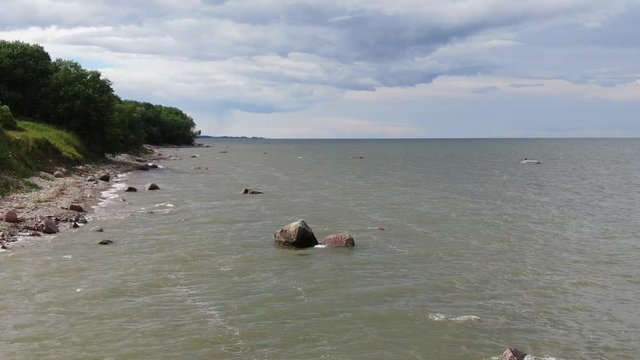 Sea and shore. Filmed on drone.