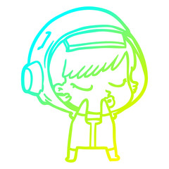 cold gradient line drawing shy cartoon pretty astronaut girl