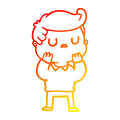 warm gradient line drawing cartoon aloof man considering