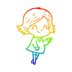 rainbow gradient line drawing cartoon friendly girl