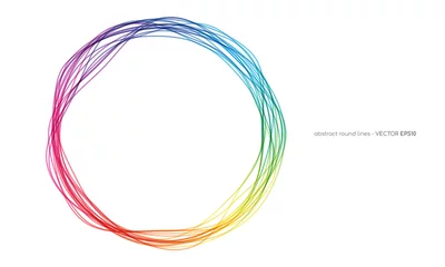 Tuinposter Vector abstract circles lines round frame colorful rainbow isolated on white background with empty space for text © korkeng