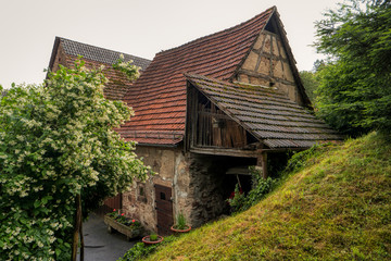 Fototapeta na wymiar Village Neckarkatzenbach on the long-distance hiking trail Neckarsteig in Germany