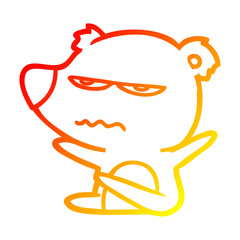 warm gradient line drawing angry bear cartoon