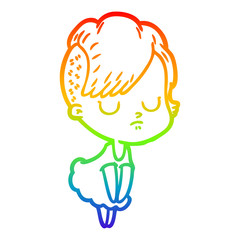 rainbow gradient line drawing cartoon woman