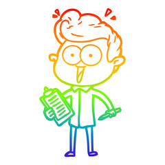 rainbow gradient line drawing cartoon staring man