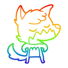rainbow gradient line drawing friendly cartoon fox