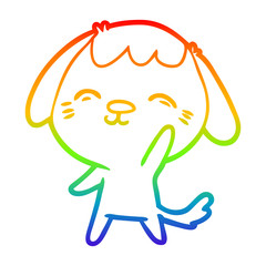 rainbow gradient line drawing happy cartoon dog