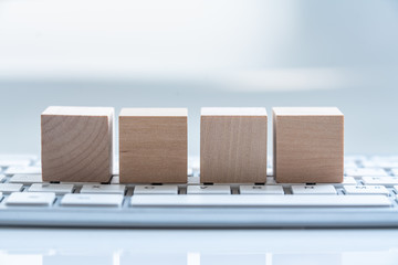 Building Blocks on table with white background