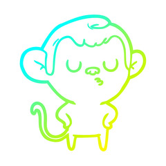 cold gradient line drawing cartoon monkey