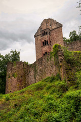 Fototapeta na wymiar Castle ruin Minneburg along the long-distance hiking trail Neckarsteig in Germany
