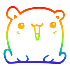 rainbow gradient line drawing cute cartoon bear