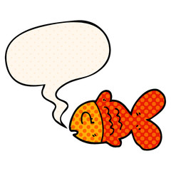 cartoon fish and speech bubble in comic book style