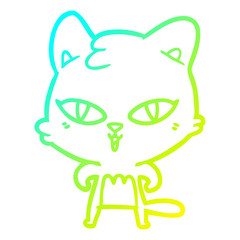 cold gradient line drawing cartoon cat