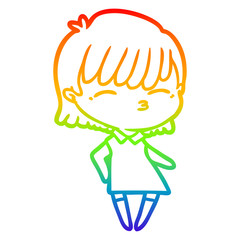 rainbow gradient line drawing cartoon woman