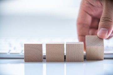 Building Blocks on table with white background