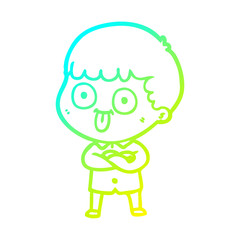 cold gradient line drawing cartoon man staring
