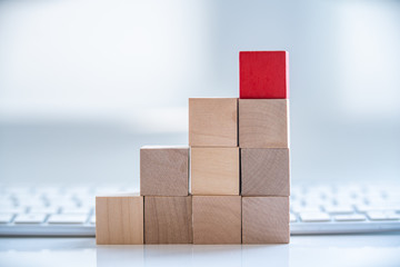 Building Blocks on table with white background