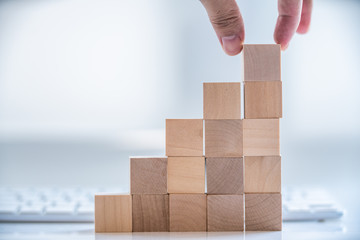 Building Blocks on table with white background