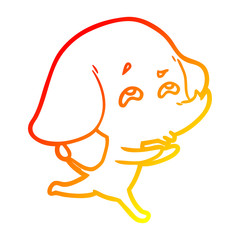 Obraz premium warm gradient line drawing cartoon elephant remembering